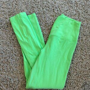 neon green Lululemon cropped leggings